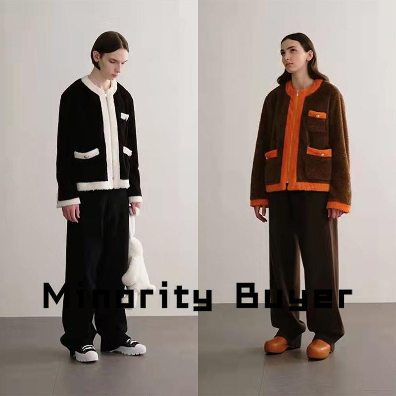 Minority韩国买手 TRUNK PROJECT 21秋冬新款小香风拼色拉炼夹克