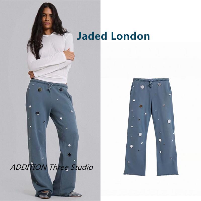 正品 Jaded London 26春款复古做旧亮片装饰抽绳松紧腰微喇休闲裤