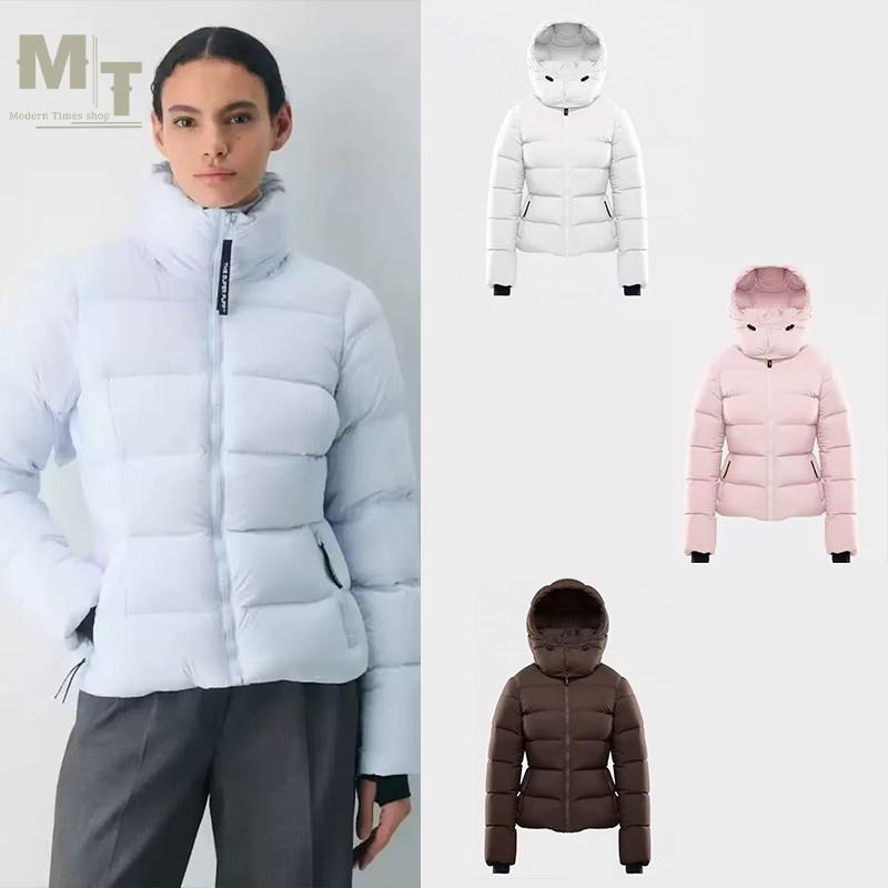 Aritzia Super Puff毛领纯色6格连帽收腰修身拉炼羽绒服