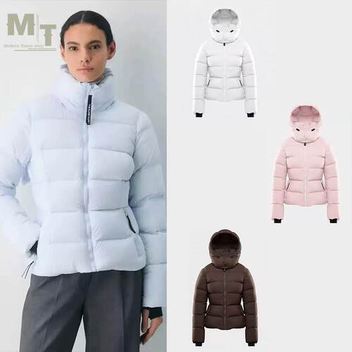 Aritzia Super Puff毛领纯色6格连帽收腰修身拉炼羽绒服
