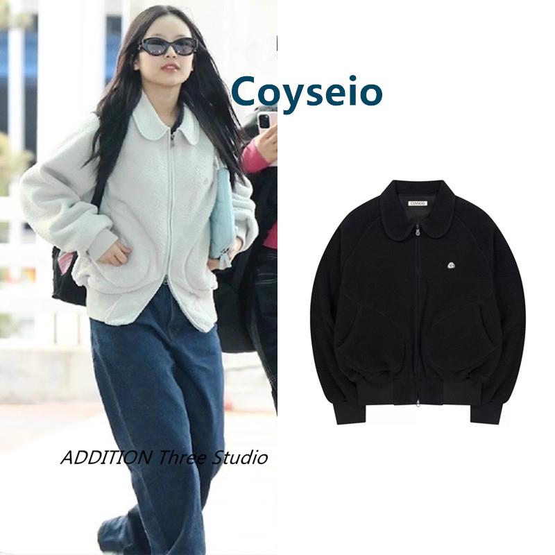 韩国 coyseio 24秋冬款翻领摇粒绒口袋拉链休闲宽松短款夹克外套