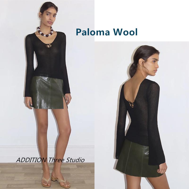 折扣 Paloma Wool 春夏款圆领系带正反两穿微透视薄款针织上衣女