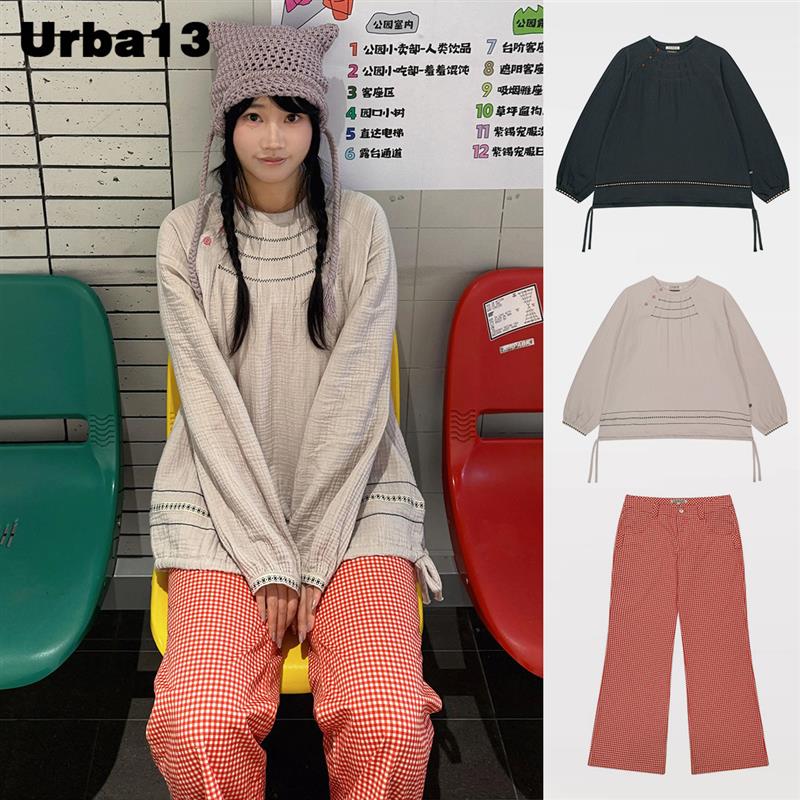 Urba13买手店现货正品Coyseio娃娃圆领衬衫上衣联名blythe格纹裤