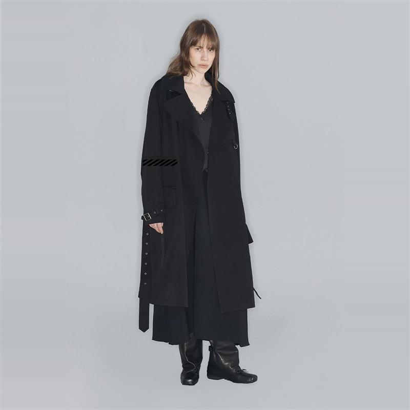 正品 OPEN YY 重工不规则口袋廓形风衣轻奢风简约显瘦长款外套女