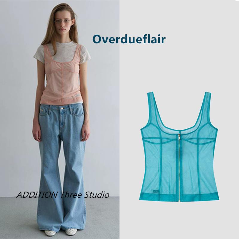 韩国 Overdueflair 26夏季新款微透薄款网纱后方拉链吊带背心上衣