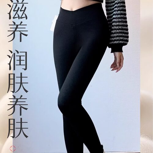 如锦保暖裤女9259双层丝袜裤蚕蛹蛋白踩脚外穿打底九分小黑裤棉裤