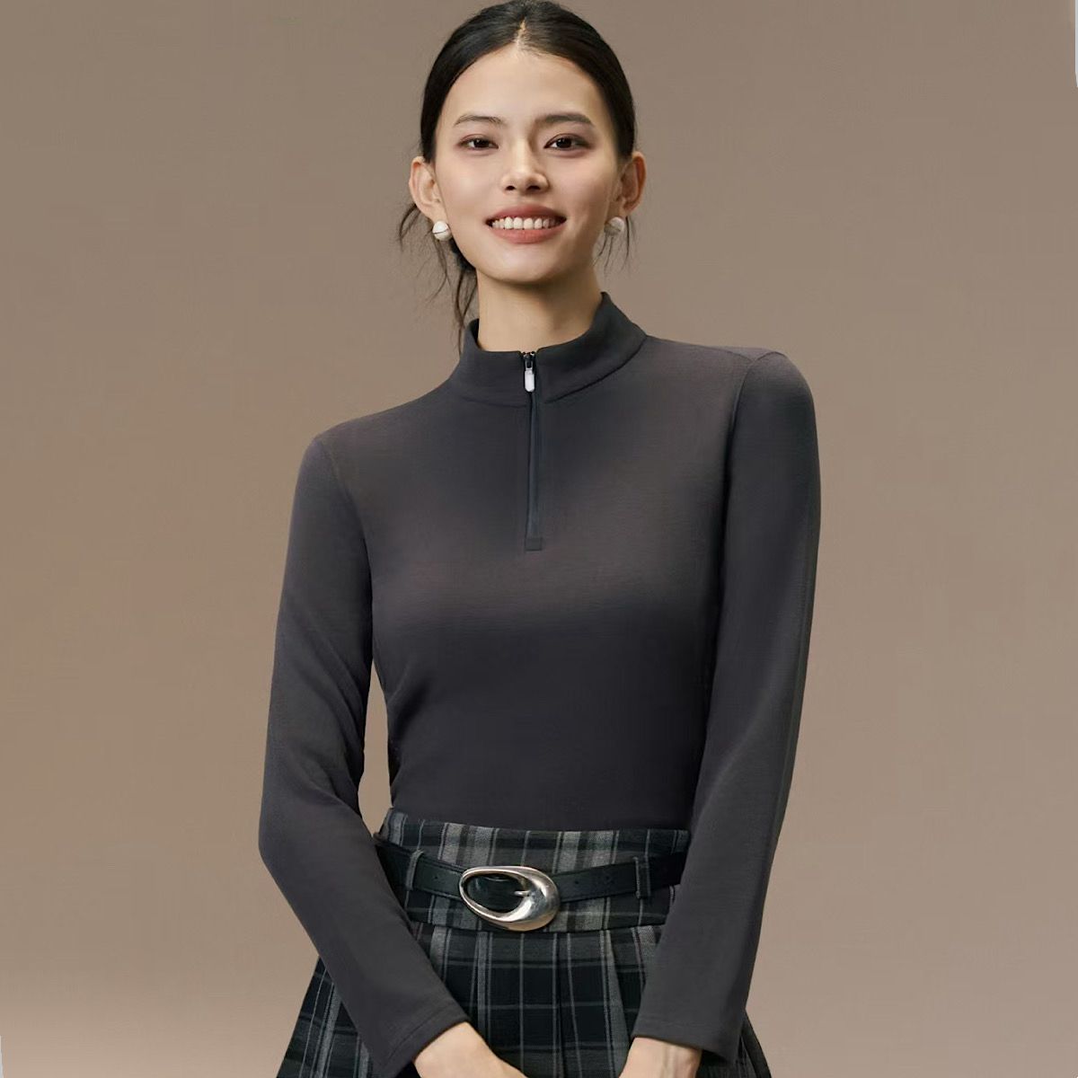 冰川时代秋冬保暖打底衫女2518新款半拉链立领卫衣内外穿休闲外套