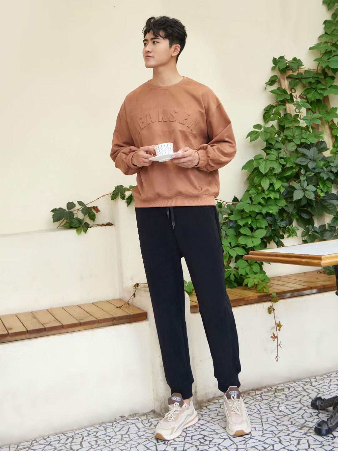 朗瑞休闲长裤男羊驼绒防风裤卫裤