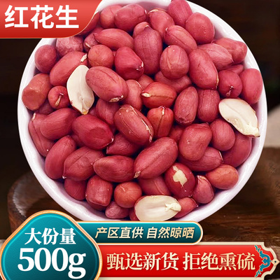 红衣生花生米500g四粒红花生仁新鲜红皮不带壳去壳新货米仁