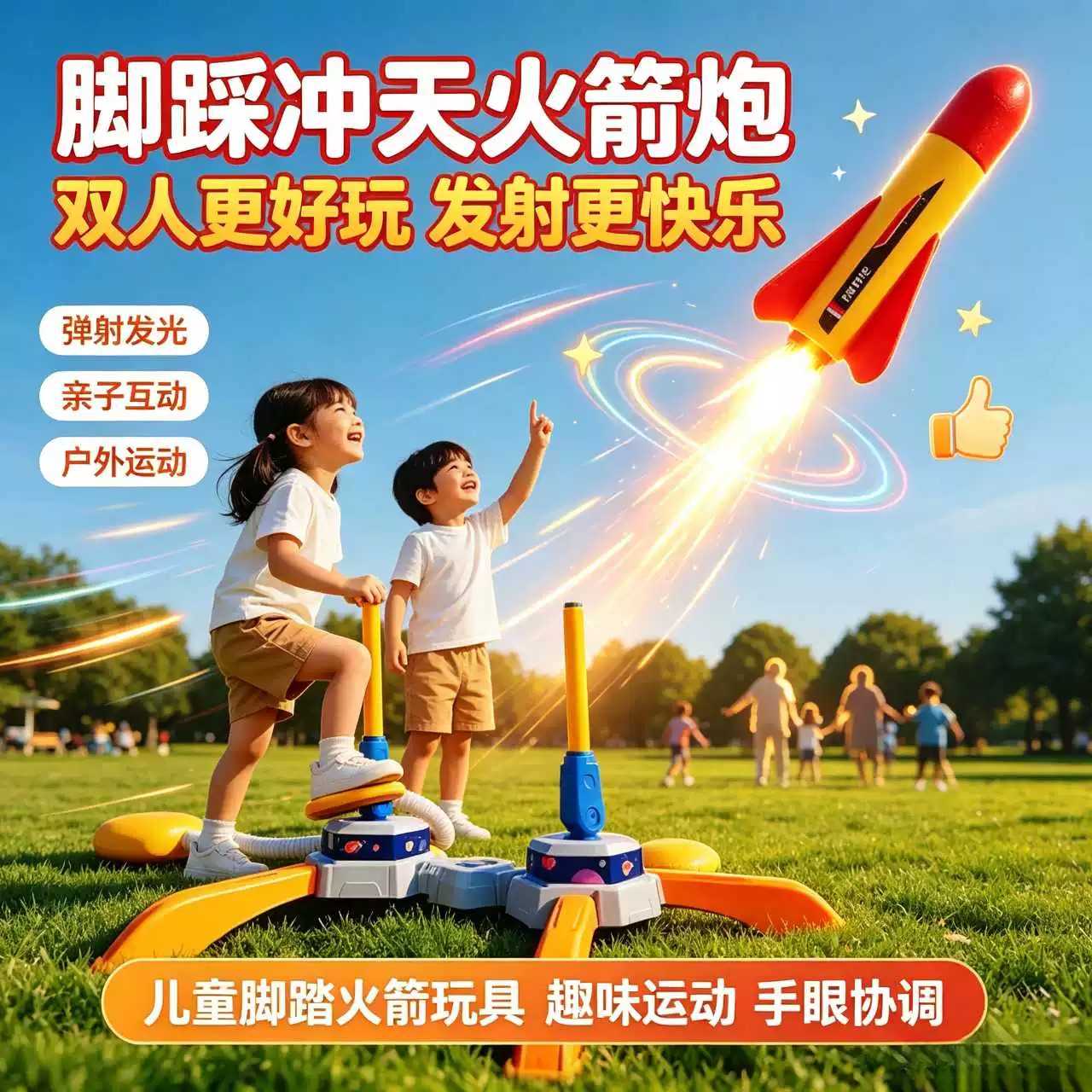 脚踩气压弹射火箭车户外玩具亲子