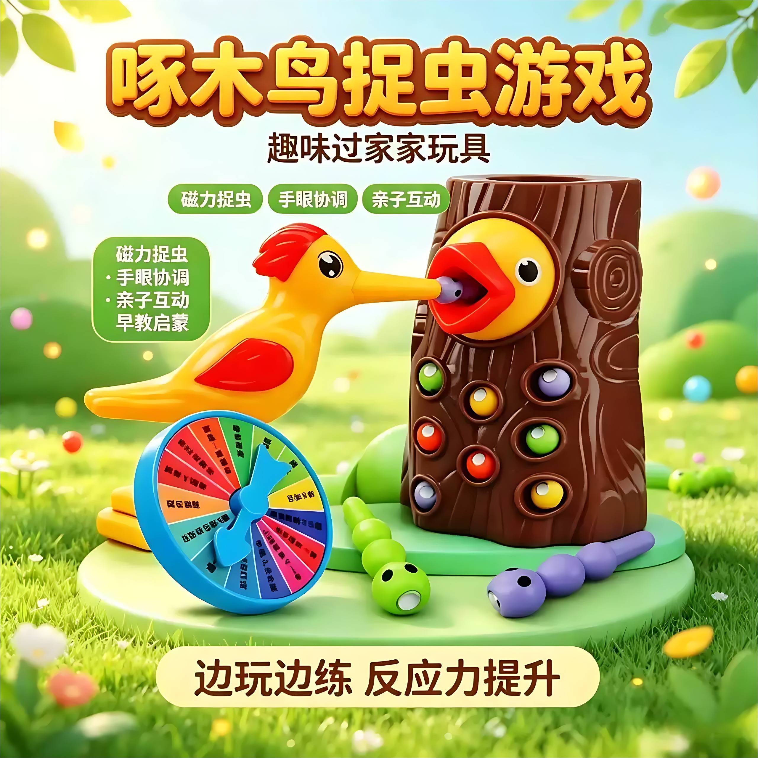 儿童啄木鸟钓鱼婴儿早教益智玩具