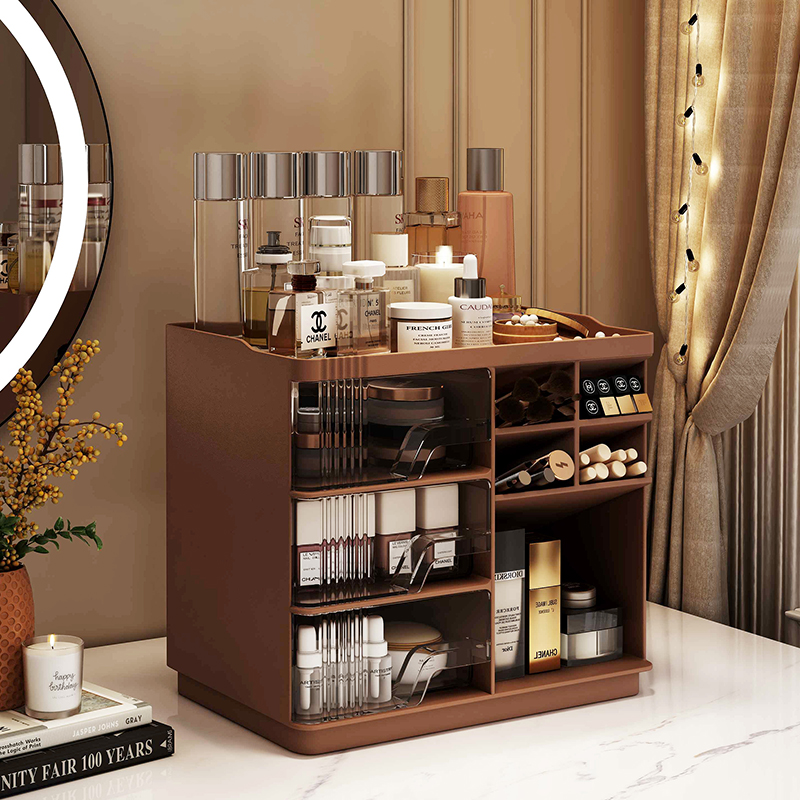 化妆品收纳箱桌面收纳盒高颜值办公室大容量笔筒学生家用多层抽屉