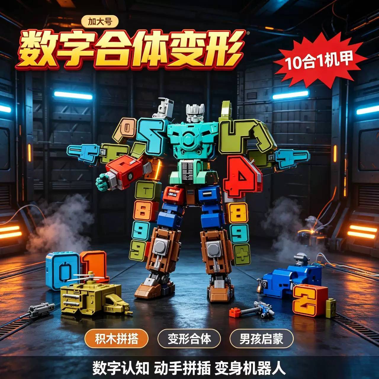 数字变形金刚积木玩具|大颗粒