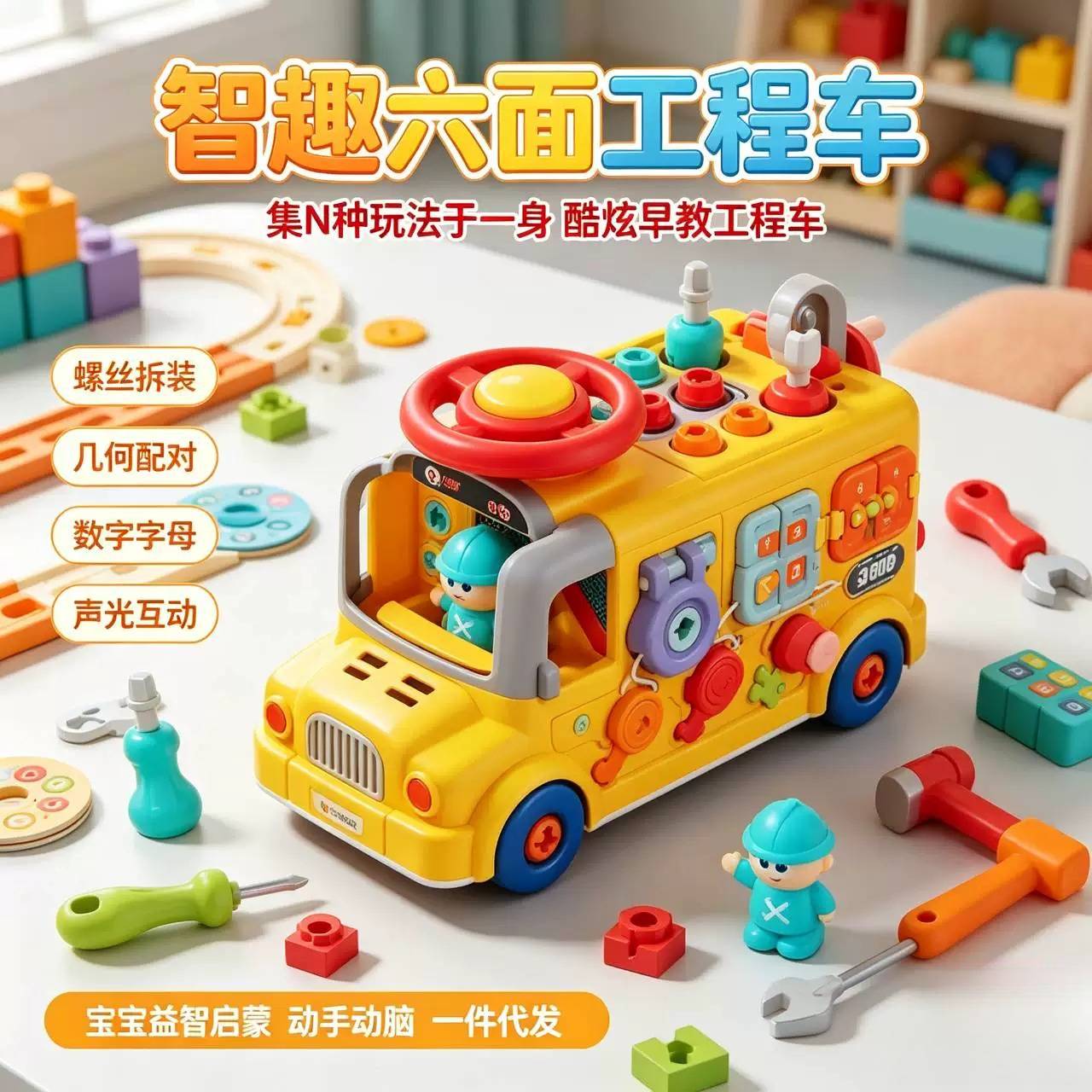 拼装工程车玩具儿童可拆卸组装