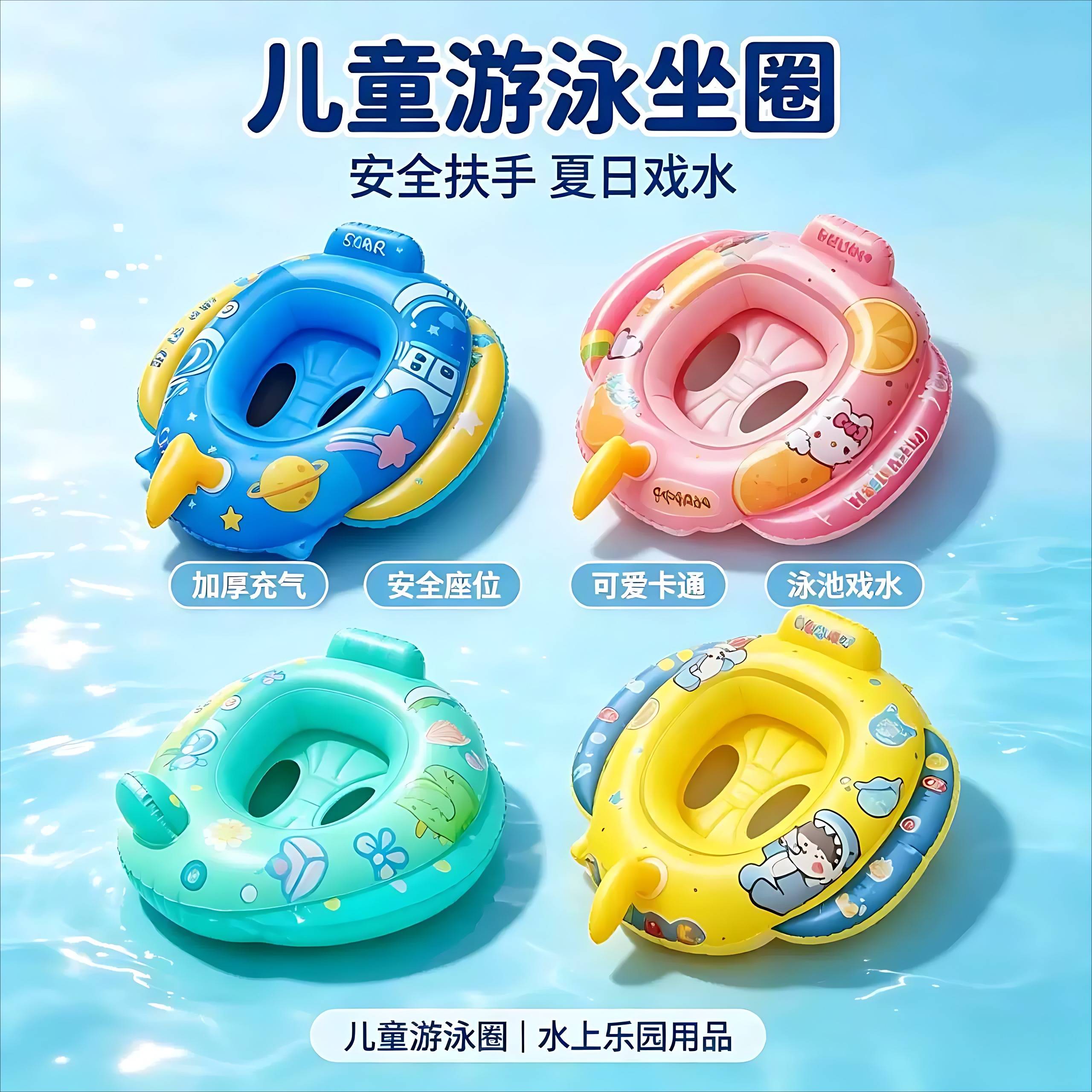 儿童游泳圈配水枪戏水玩具加厚