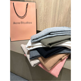 AC纯色羊毛流苏加厚秋冬围巾披肩男女情侣小尺寸保暖同款灰色