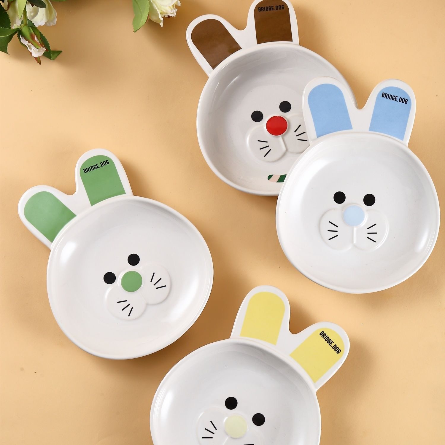 韩国BDBC可爱兔子耳朵马卡龙浅口陶瓷碗猫碗狗碗限定宠物陶瓷碗,宠物/宠物食品及用品,猫狗碗/慢食碗,淘宝优惠券,粉丝福利购,淘宝优惠卷