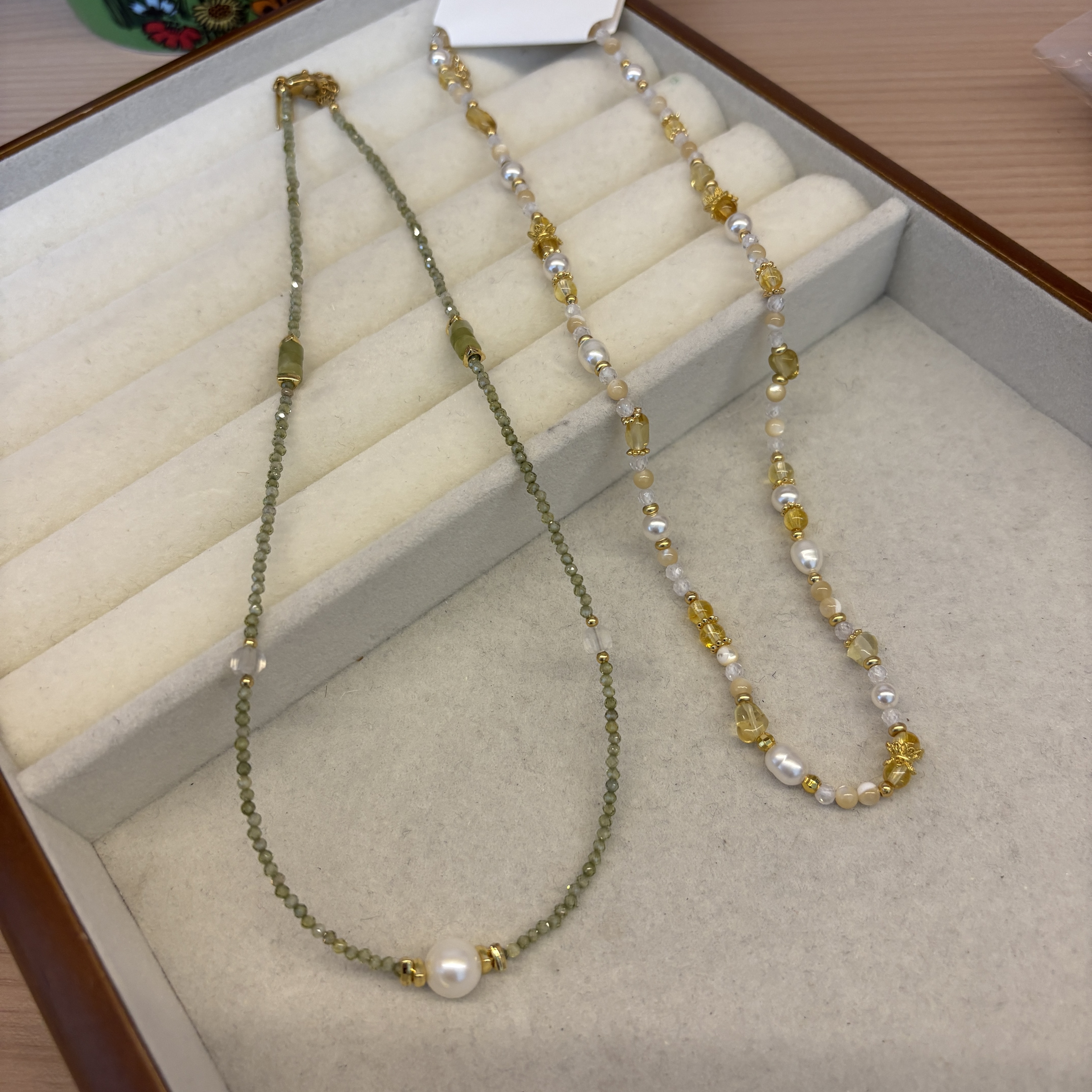 法式复古天然石新中式淡水珍珠串珠项链叠戴锁骨链