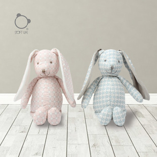 softlife印花棉布兔子毛绒玩具可爱兔子公仔宝宝安抚玩偶生日礼物