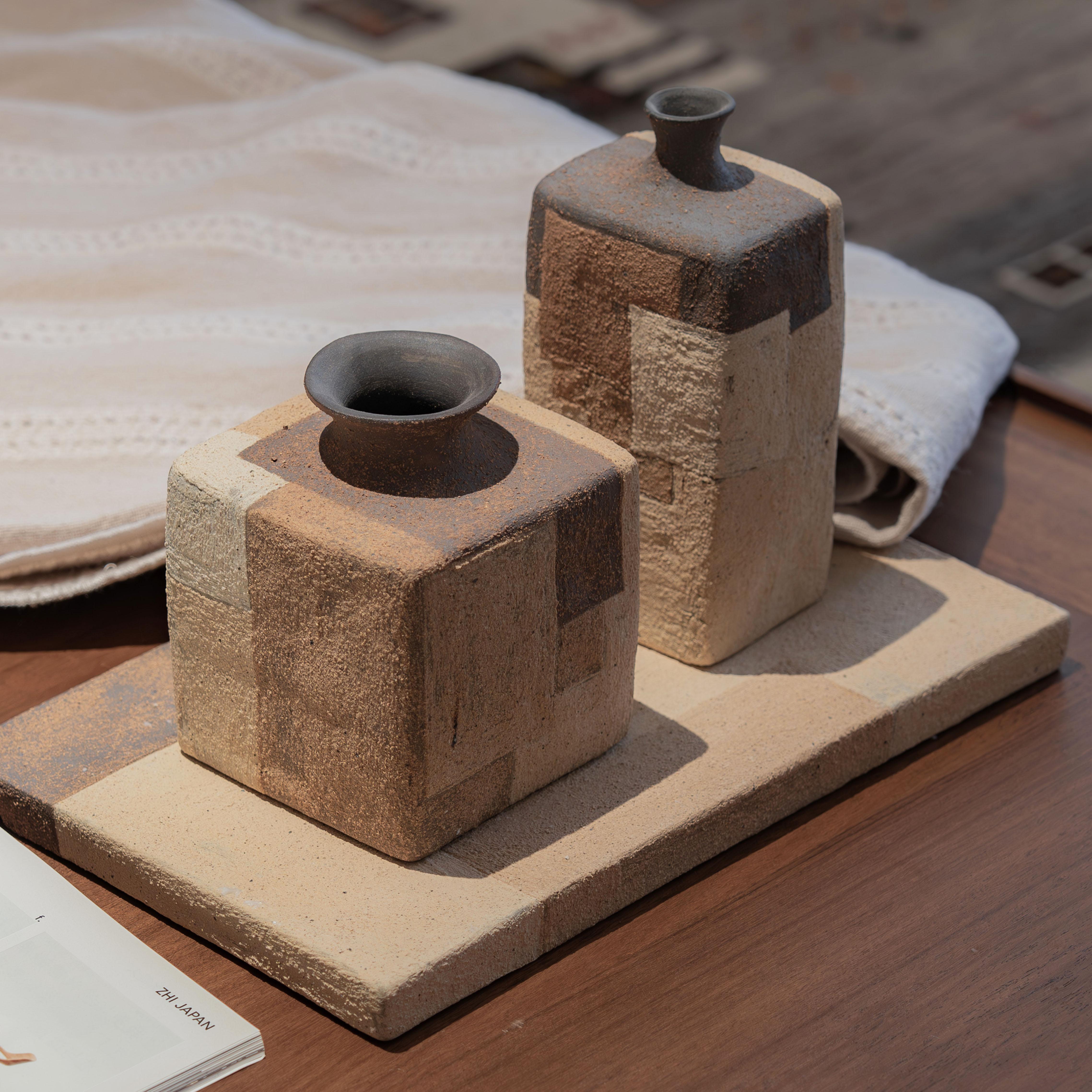 听栖景德镇粗陶花瓶化妆土侘寂风