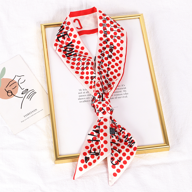 D家情人节礼物小丝巾女欧美法式发带绑缠手提包手柄丝带长条领巾