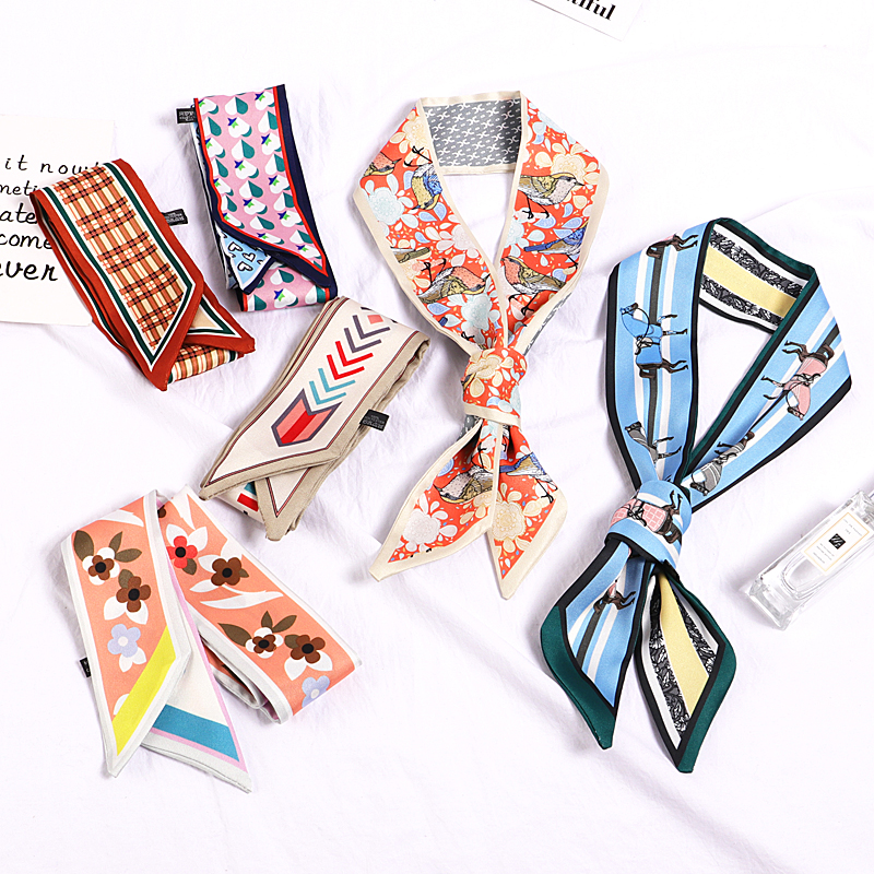 ins小丝巾长条韩版装饰百搭领巾细窄绑包包手柄丝带飘带发带围巾