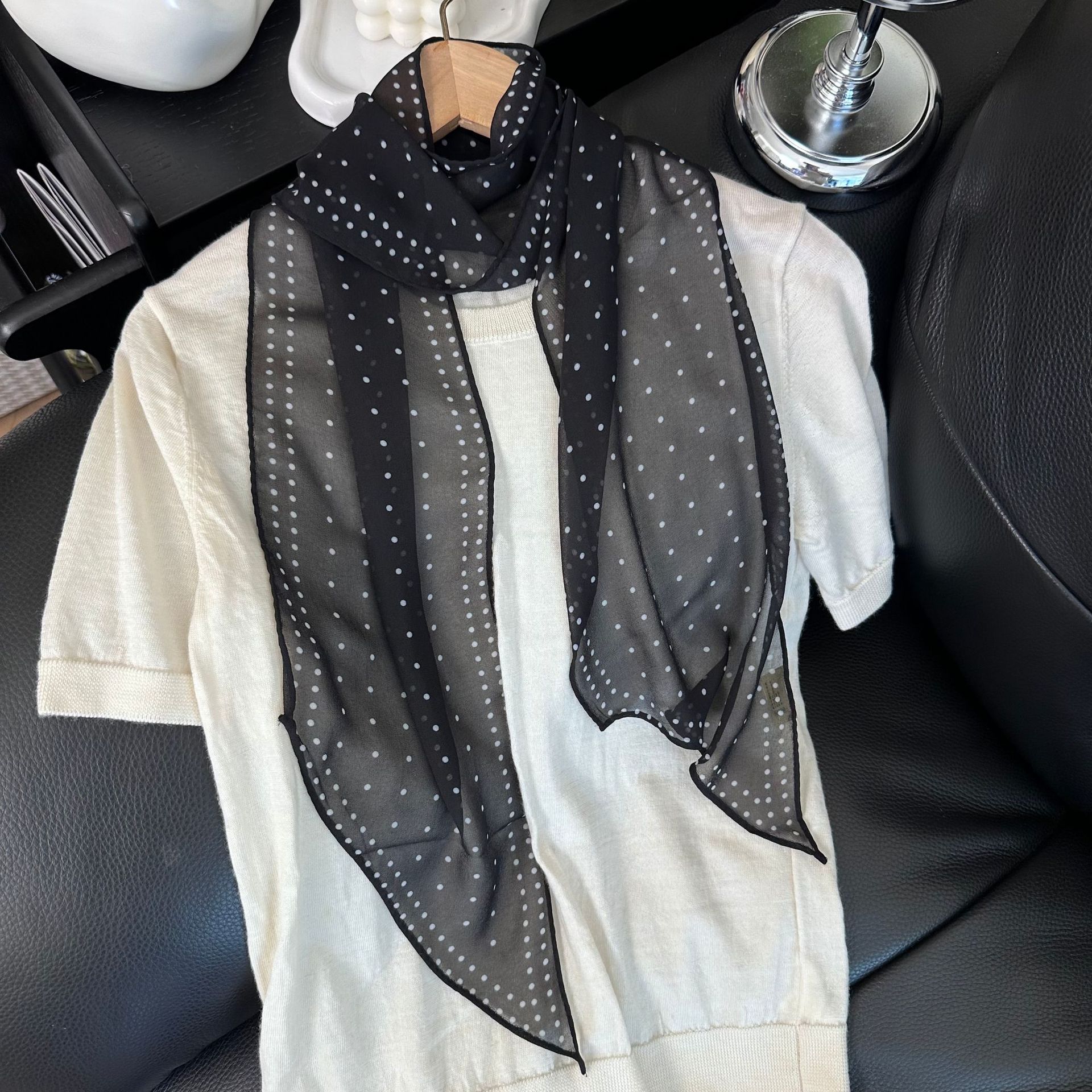 2025新款丝巾春秋乔其纱细窄长条纱巾围巾女夏季飘带腰带薄款领巾