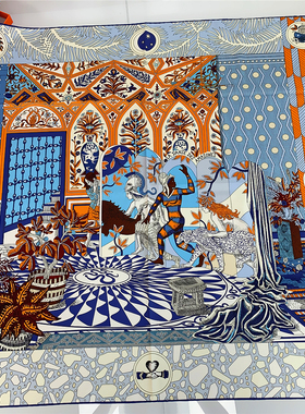 欧美法式90x90cm裱框丝巾大方巾女装饰时尚领巾洋气外搭披肩围巾