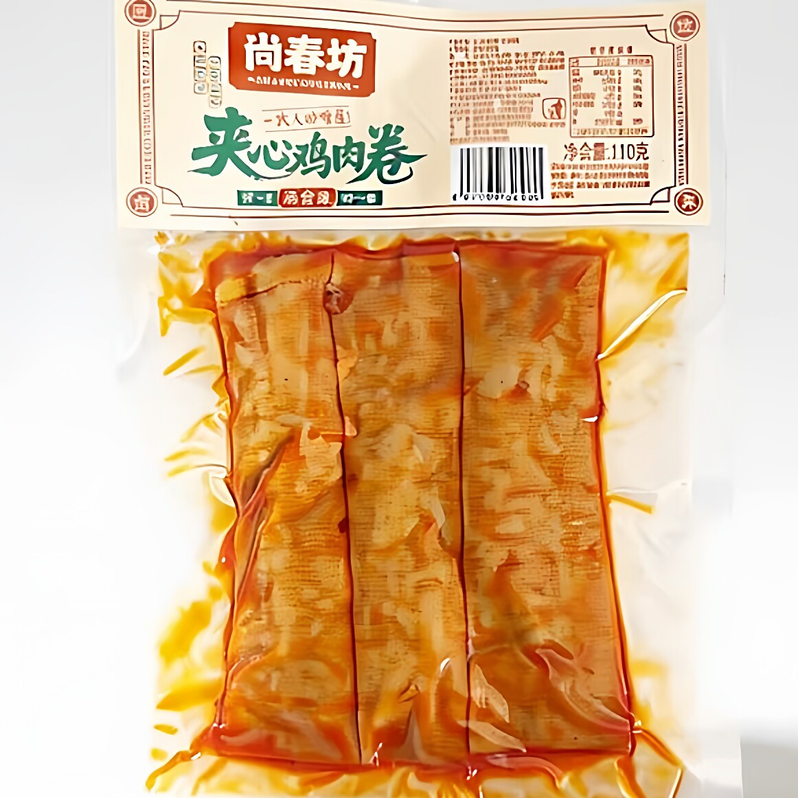 尚春坊夹心鸡肉卷豆腐干麻辣味110g大包豆干夹鸡肉网红零食下酒菜
