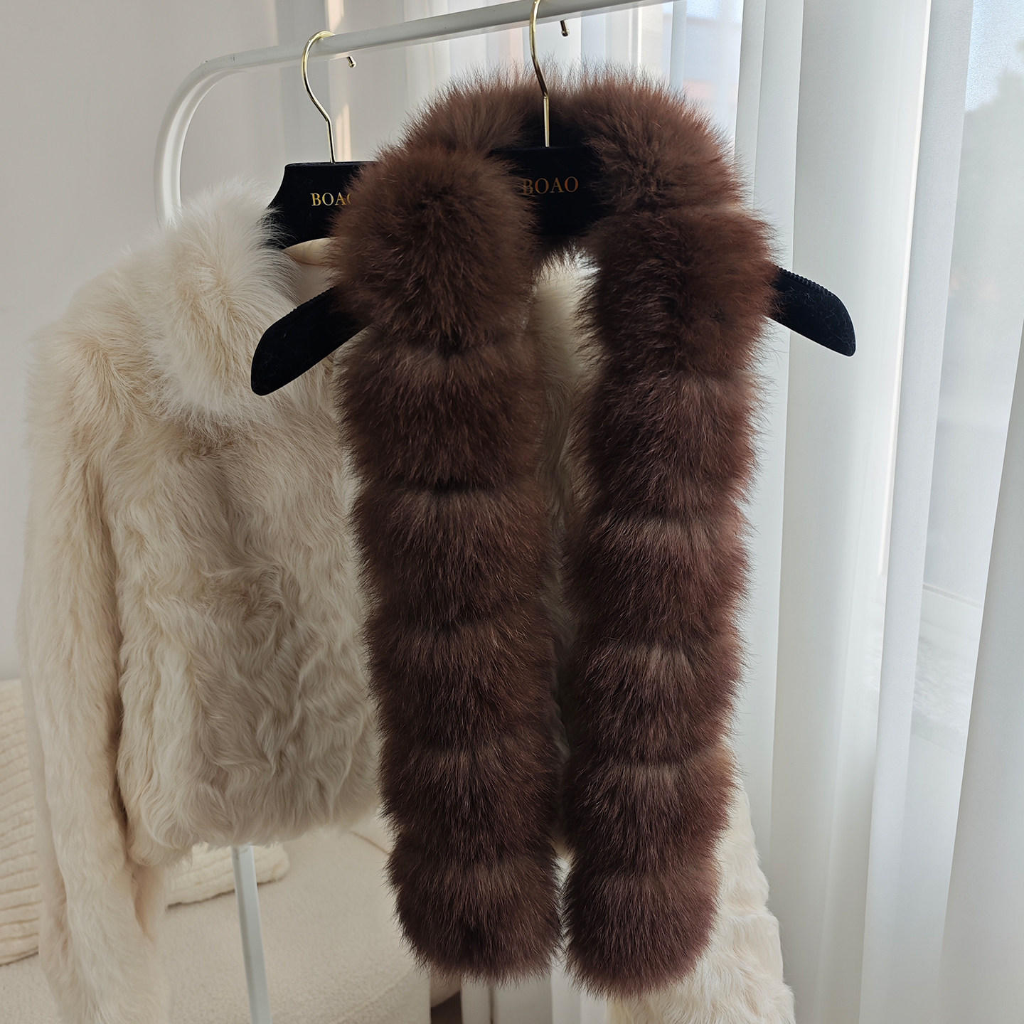 菜花同款紫貂色皮草围脖