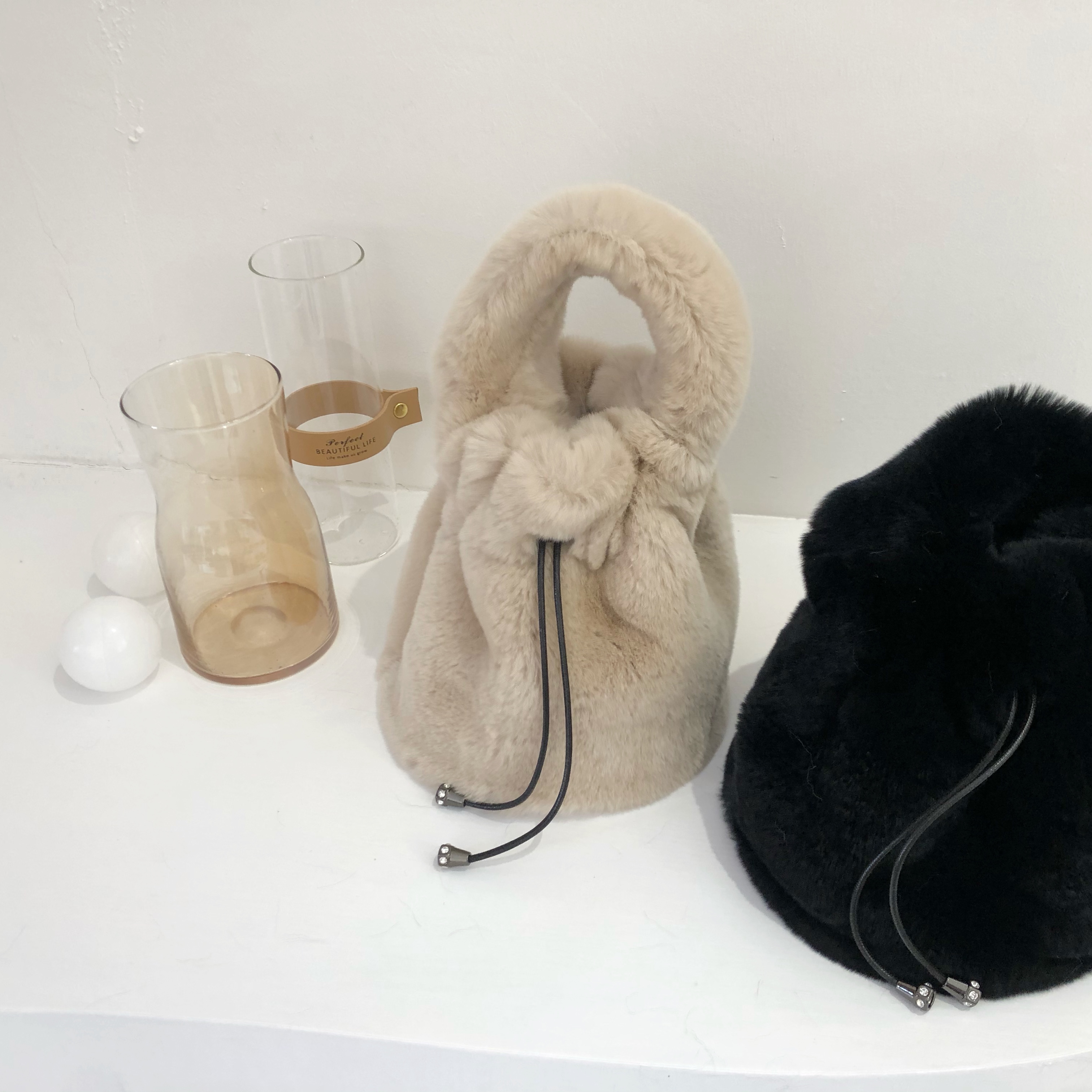 大容量水桶包獭兔毛少女毛毛包