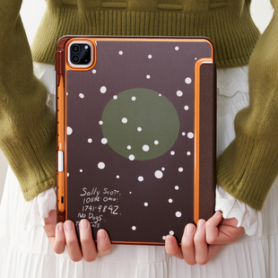 三折mini7 11代air13寸 6亚克力卡通可爱硬壳 波点适用苹果ipadair7保护套平板电脑壳air6 pro带笔槽Y