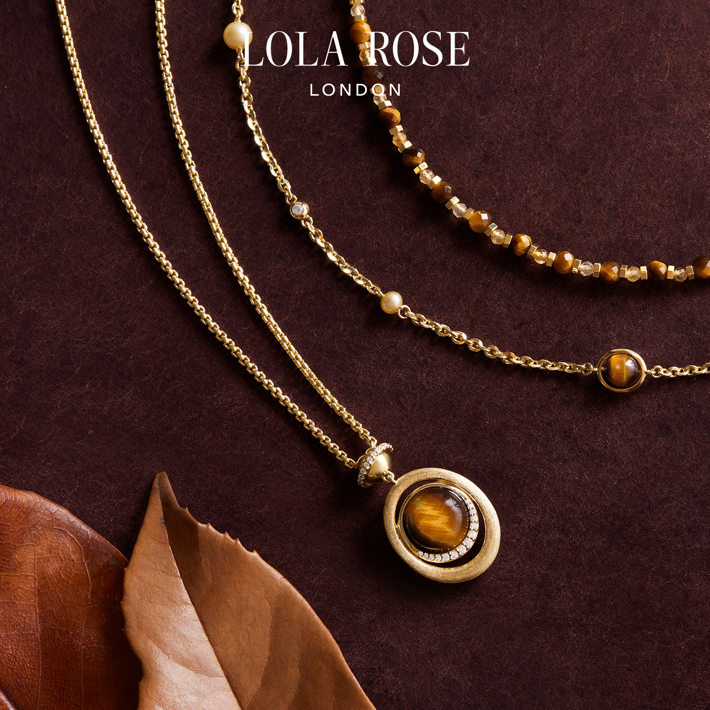 [秋上新]Lola Rose罗拉玫瑰秋冬新品日心说虎眼石项链女款礼物