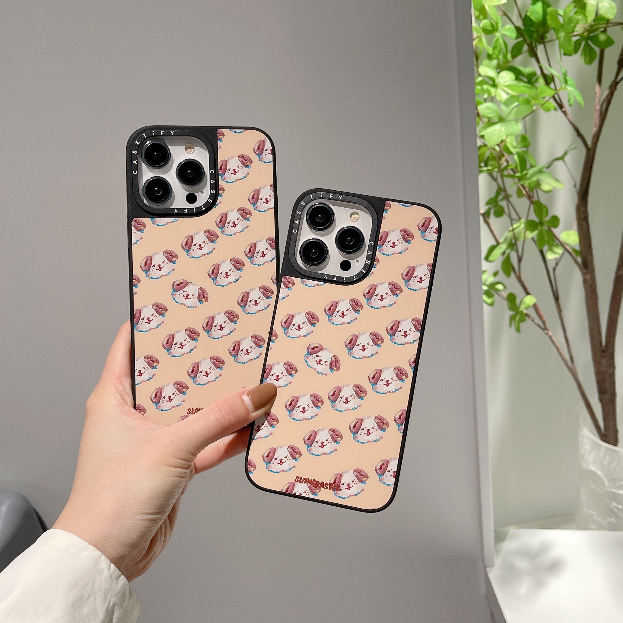 CAS可爱韩国多个狗头镜面适用苹果15Pro新款防摔iPhone14PromaxCASE明星同款12promax潮11/13promax保护套