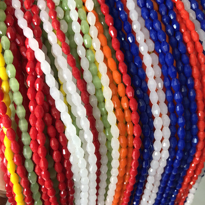 手工散珠玻璃水晶3x5mm橄榄米珠