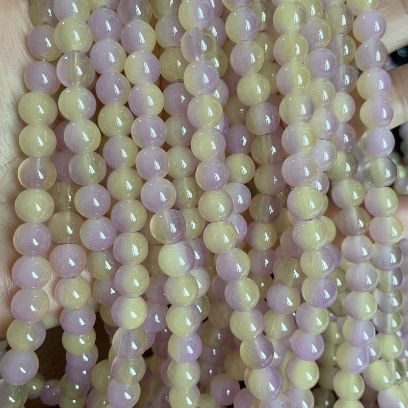 8mm仿玉珠子双色玻璃水晶diy手工制作手链耳饰发饰发簪头饰项链材