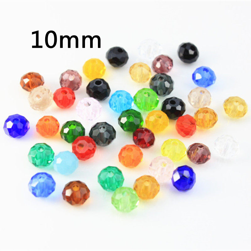 diy手工串珠饰品材料配件人造玻璃转运珠10mm磨砂水晶扁珠子散珠