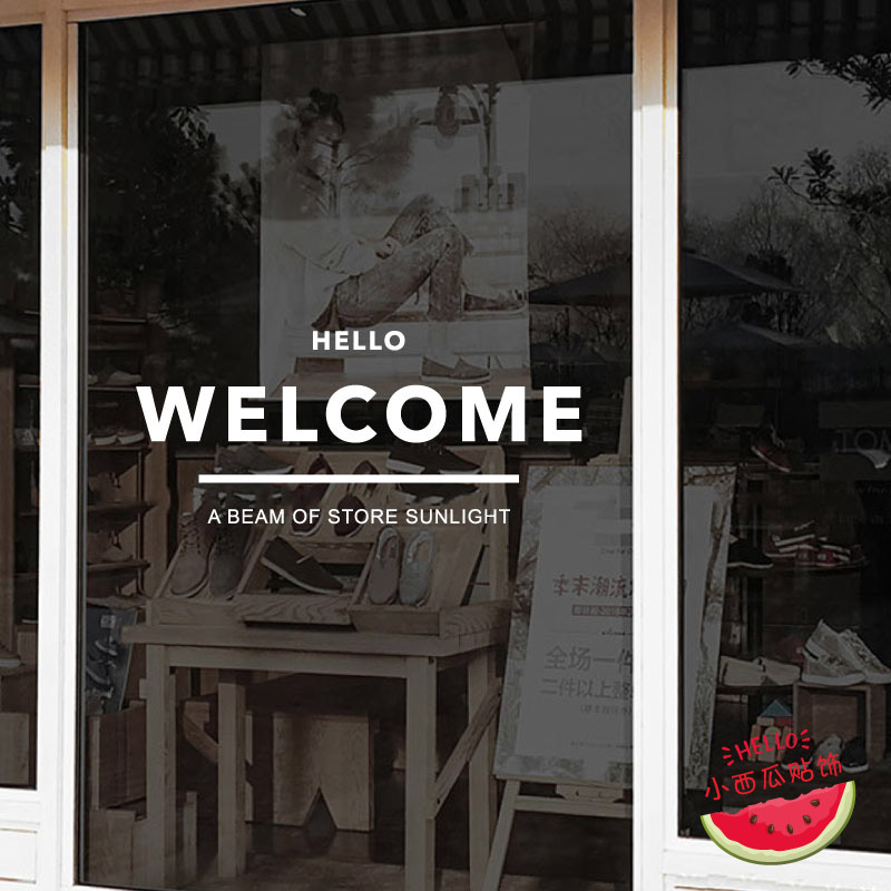 WELCOME欢迎光临英文创意橱窗玻璃门贴纸 网红咖啡烘焙甜品店装饰 家居饰品 软装墙贴 原图主图