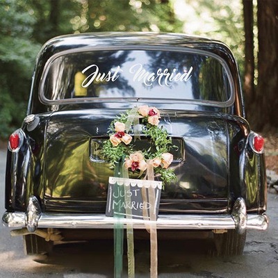 婚礼justmarried入户门玻璃贴