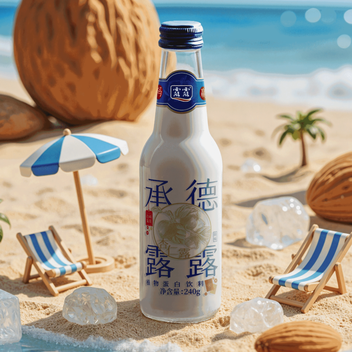 【新品】承德露露杏仁露植物蛋白饮料240g*12瓶/玻璃瓶装经典原味