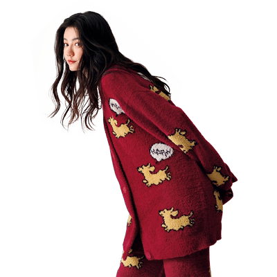 贝妍睡衣女冬季新款半边绒可外穿