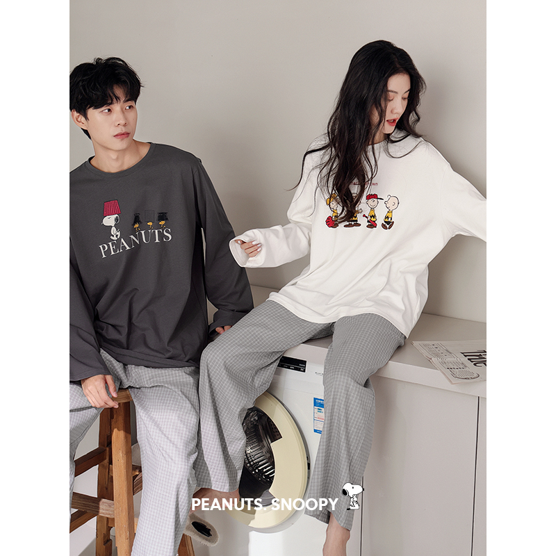 贝妍情侣柔软棉史努比睡衣可外穿