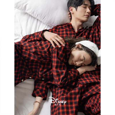 迪士尼春秋时尚开衫结婚情侣睡衣