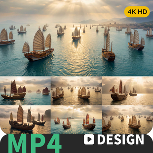 4K古代航海船只海上丝绸之路帆船商船货运水运郑和下西洋视频素材