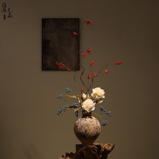 中古侘寂风陶瓷花瓶新中式 饰品 宋韵摆件民宿茶室玄关桌复古创意装