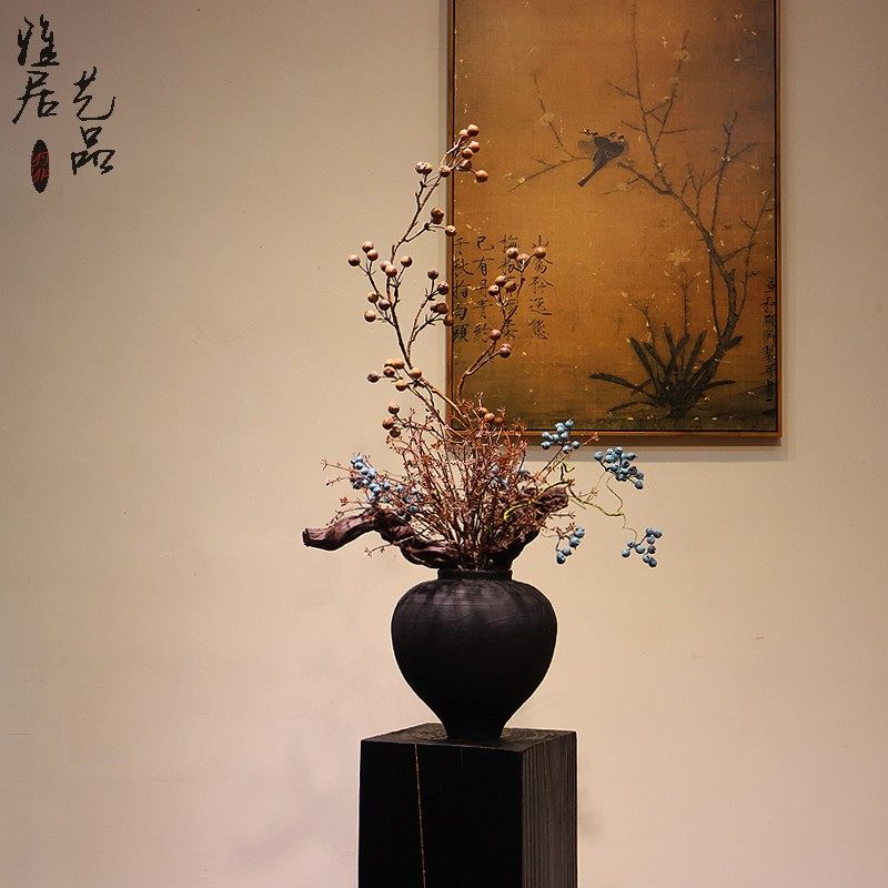 中古侘寂风树脂木纹花瓶禅意宋式家居玄关民宿高级感仿真装饰摆件,家居饰品,花瓶,淘宝优惠券,粉丝福利购,淘宝优惠卷