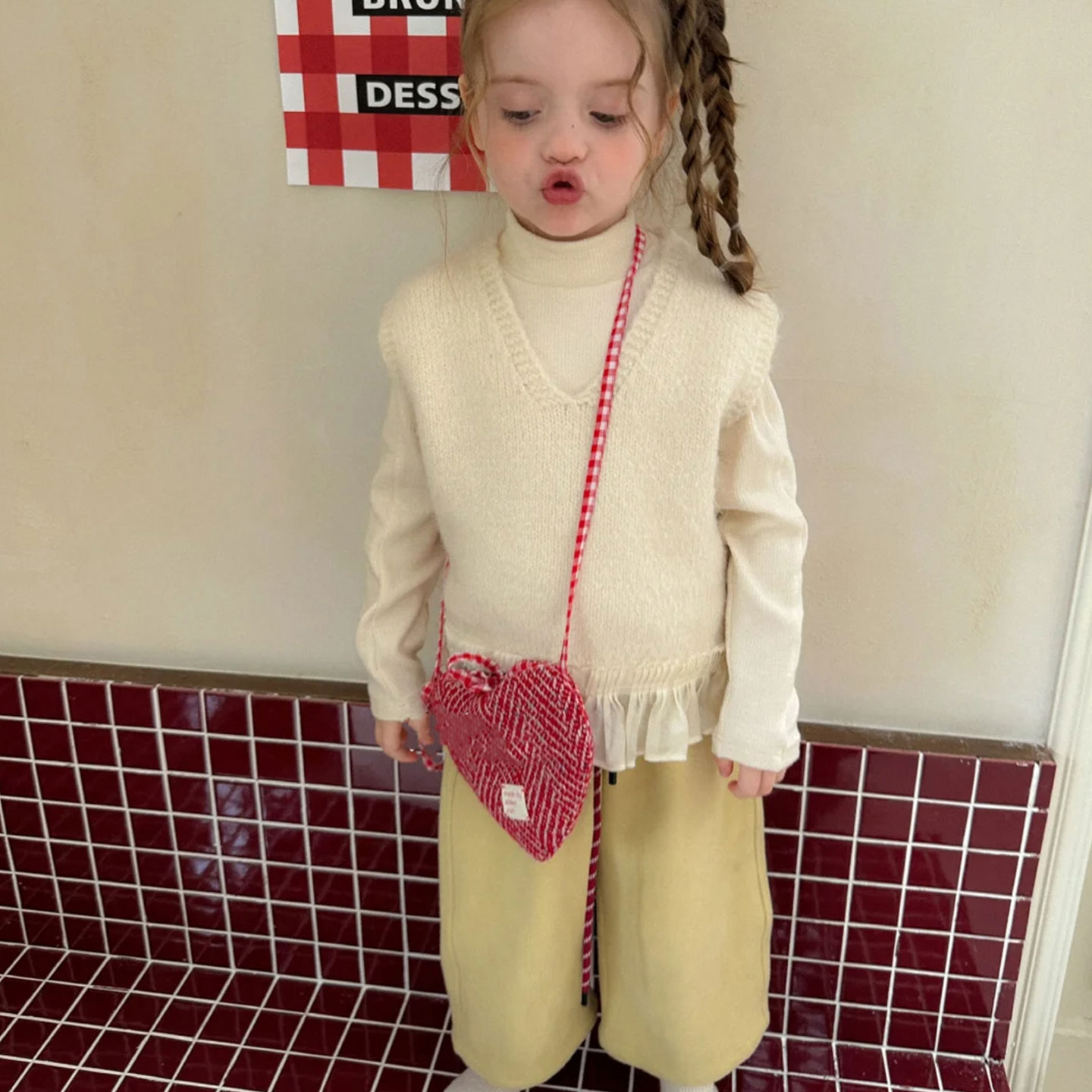 女童毛衣儿童春秋装V领针织背心3