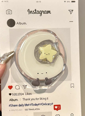 可爱月亮星星转转磁吸支架适用MagSafe手机强力吸附桌面懒人支架