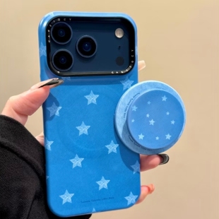 适用iPhone17promax韩风牛仔蓝满屏星星磁吸壳16PRO手机壳苹果13个性 14promax简约15promax硬壳14PRO新款