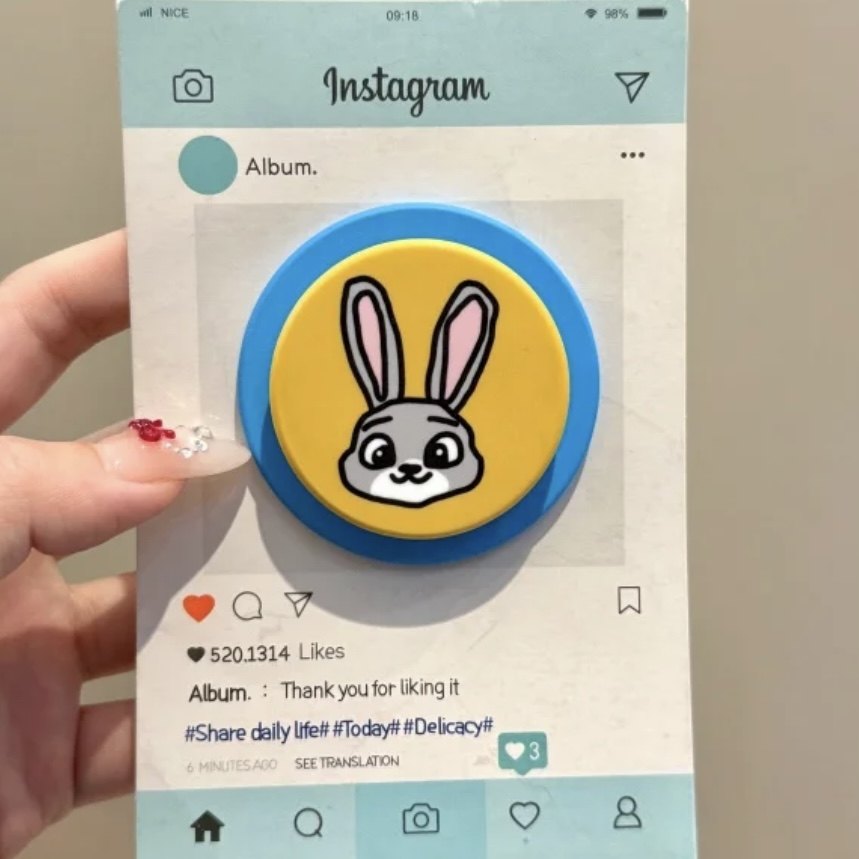 蓝黄兔子头像插画磁吸支架适用MagSafe手机强力吸附桌面懒人支架